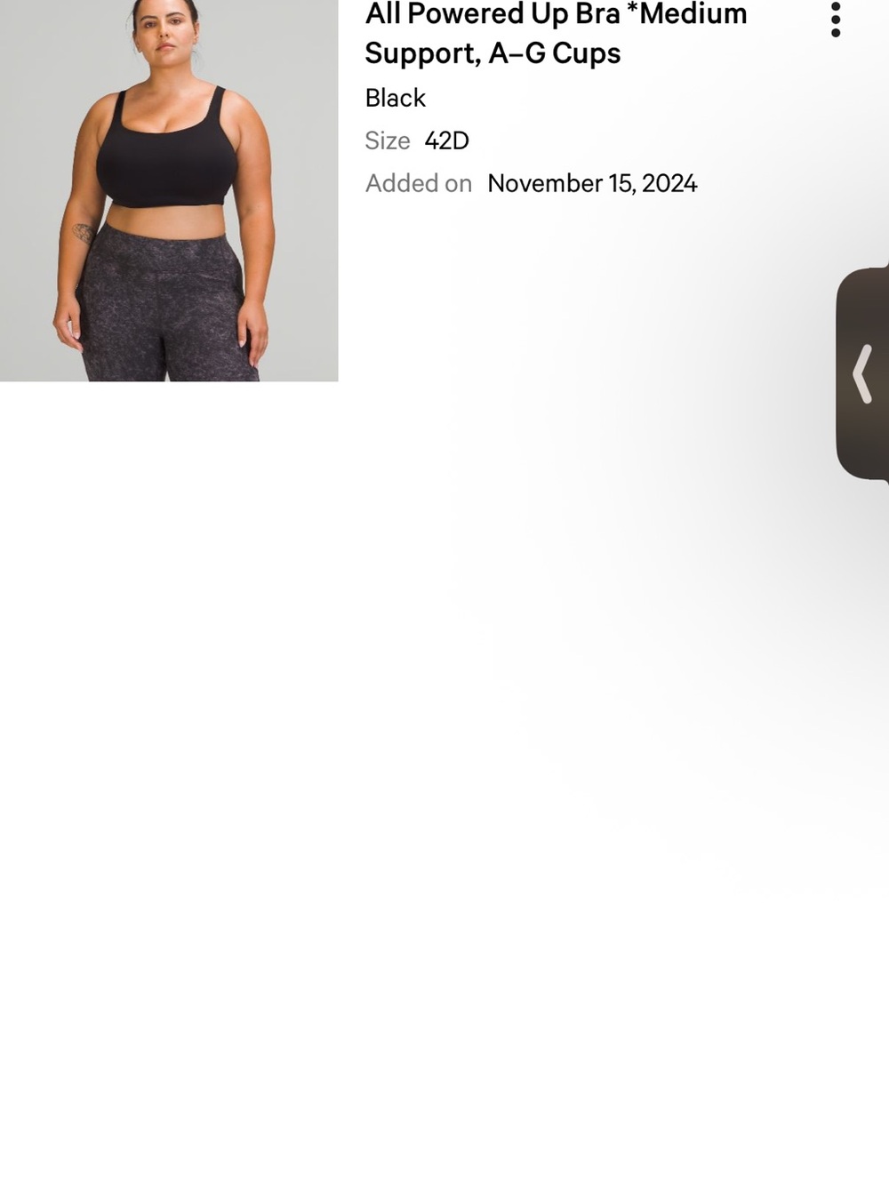 Lululemon Black Sports Bra with Wide Straps sold out